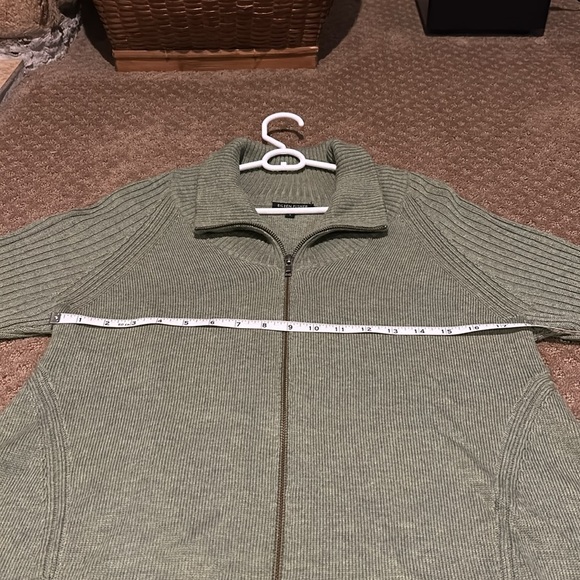 Eileen Fisher Women’s Green Double Zipper Asymmetrical Cardigan Size Small - Picture 9 of 10